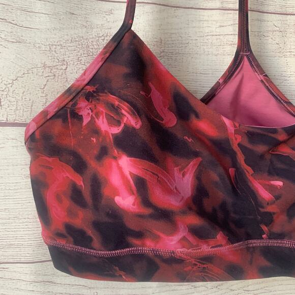 Lululemon Flow Y Bra Intensity Pink Blossom Multi with Pads Nulu Size 12 - Picture 2 of 15